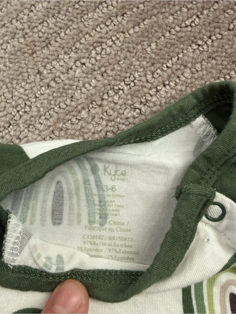 Kyte 3-6M Green Trim Rainbow Pocket Baby Romper